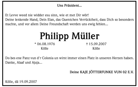 Philipp Müller Traueranzeige